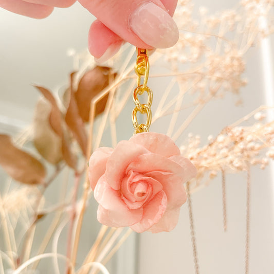 Dusty Pink Rose Keychain