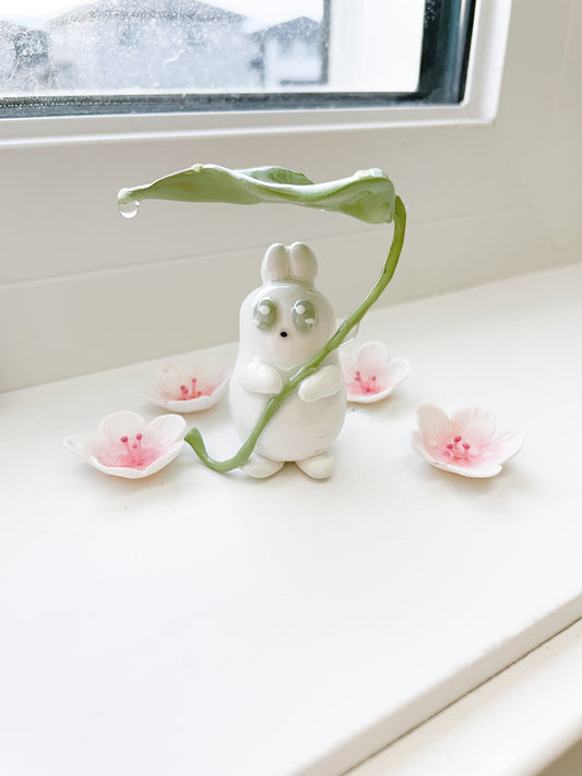 Leafy Raindrop Bunny Desk Friend