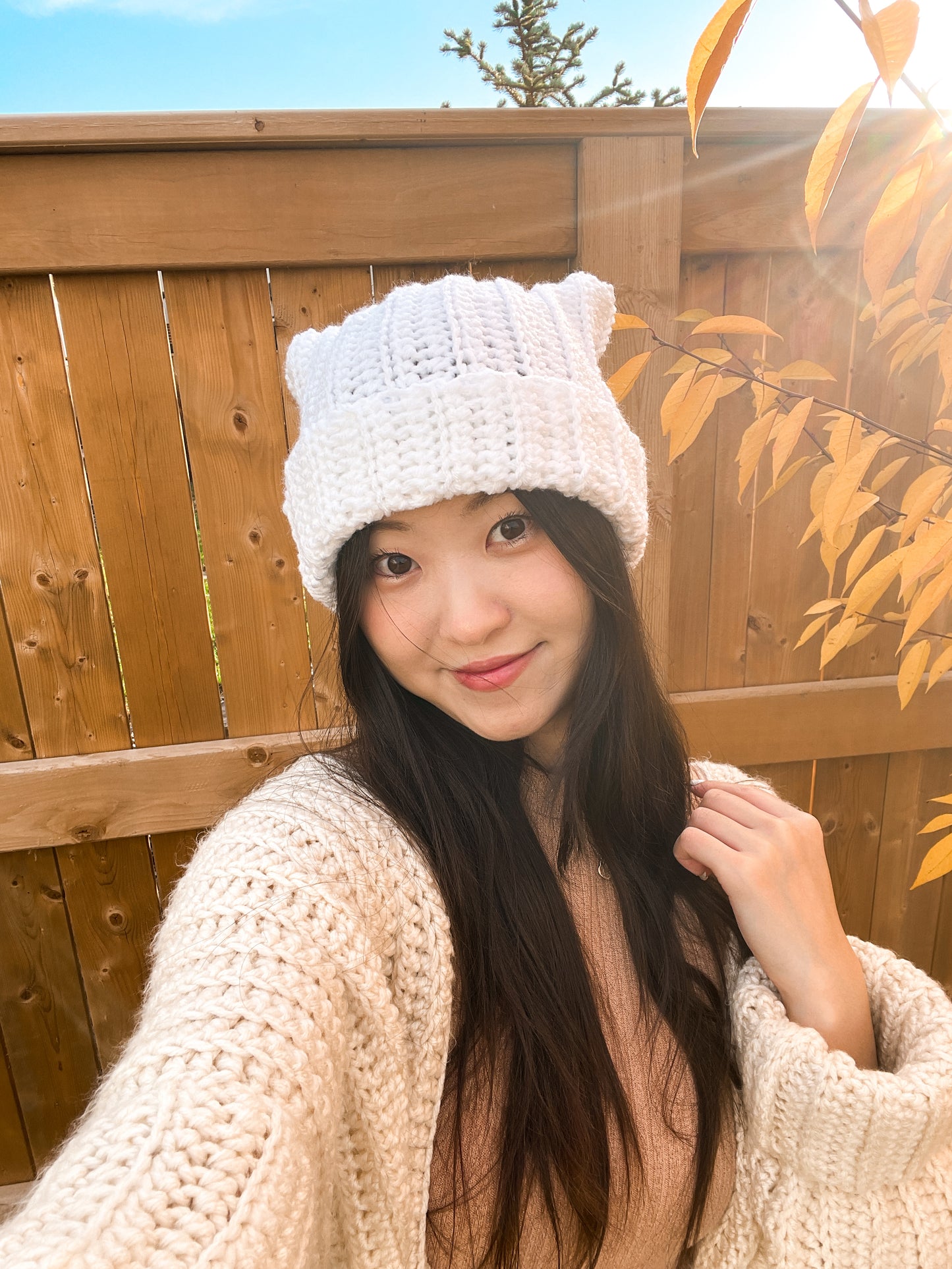 Cat Ear Beanie - Winter White